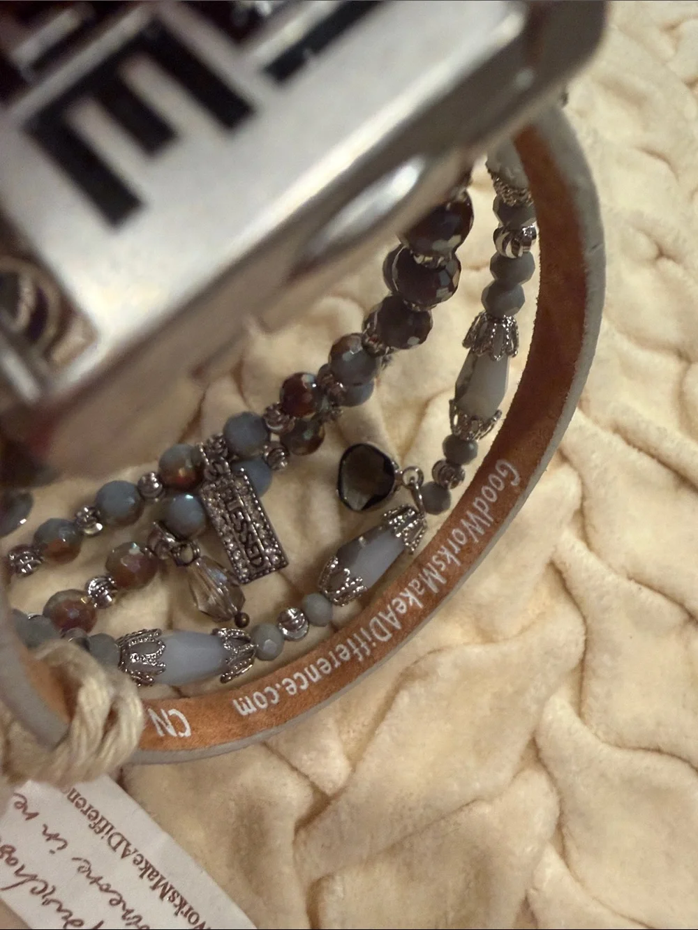 Good Works Gray Multi-Strand Beaded Bracelet with Silver Accent Clasp